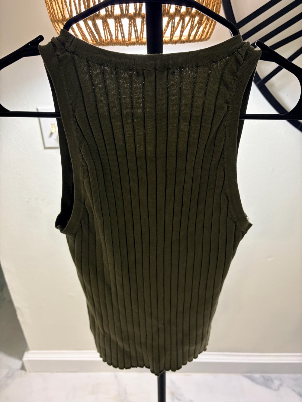 Olive Ribbed Tank Top - Picture 6 of 7